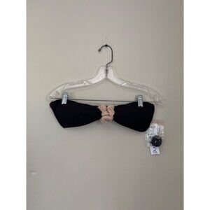 NWT Hit Rewind Juniors XLarge Black Bikini Top Swimsuit Ribbed Detachable Straps